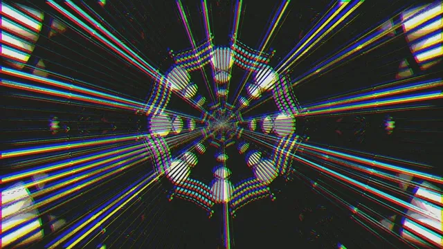 Chromatic Glitch VJ Loop - Rainbow Tech Tunnel Screensaver 4K 60fps
